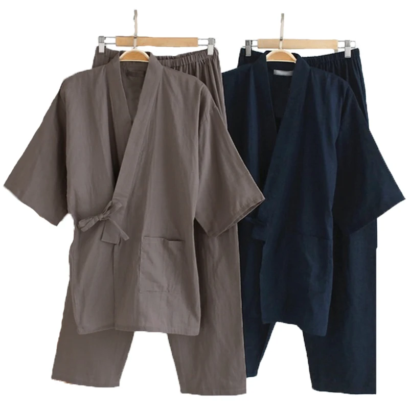 Мужская Китайский традиционный кимоно пижамные комплекты детская одежда халат 2 шт./компл. повседневных халатов, мужской пижамы свободные хлопковые японская Пижама Hombre