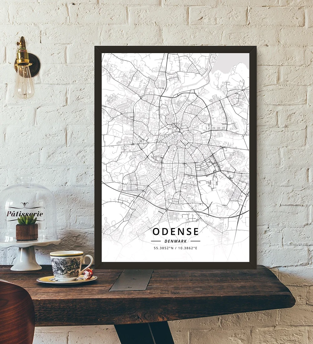 Копенгагенская карта Odense Дания плакат|Рисование и каллиграфия| |