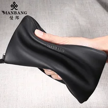 2016 New Manbang leather belt Men Genuine Leather Clutch Cowskin Long Wallets Zipper Black Purses MBS1630