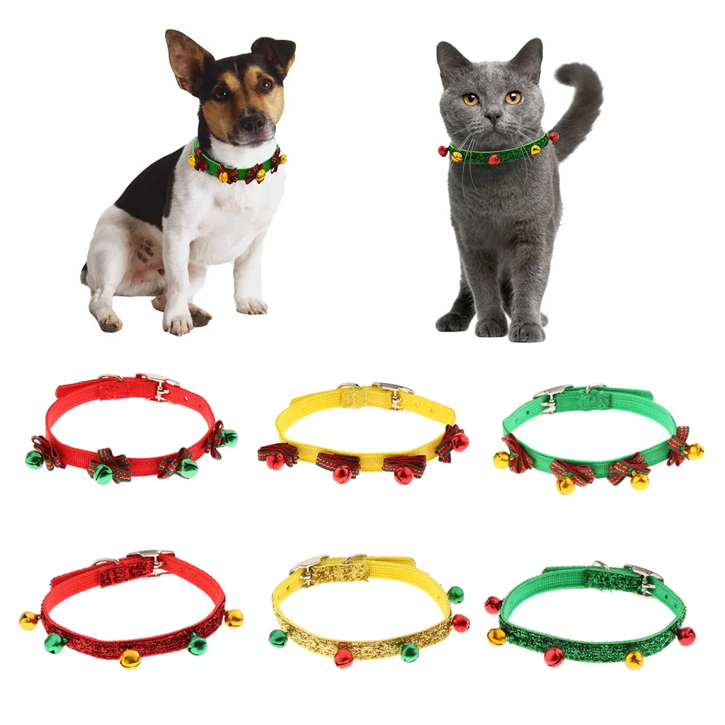 Adjustable Cat Dog Bell Christmas Collar Bow Tie Pet Festival Gift