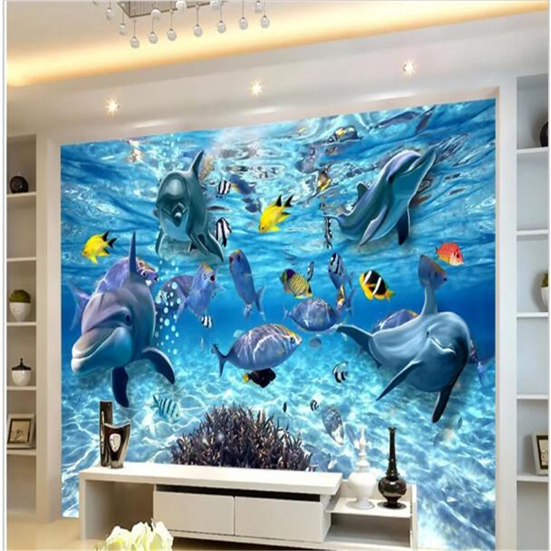 

beibehang Custom photo wallpaper stereo underwater world of marine fish living children's room TV background 3d mural wall paper