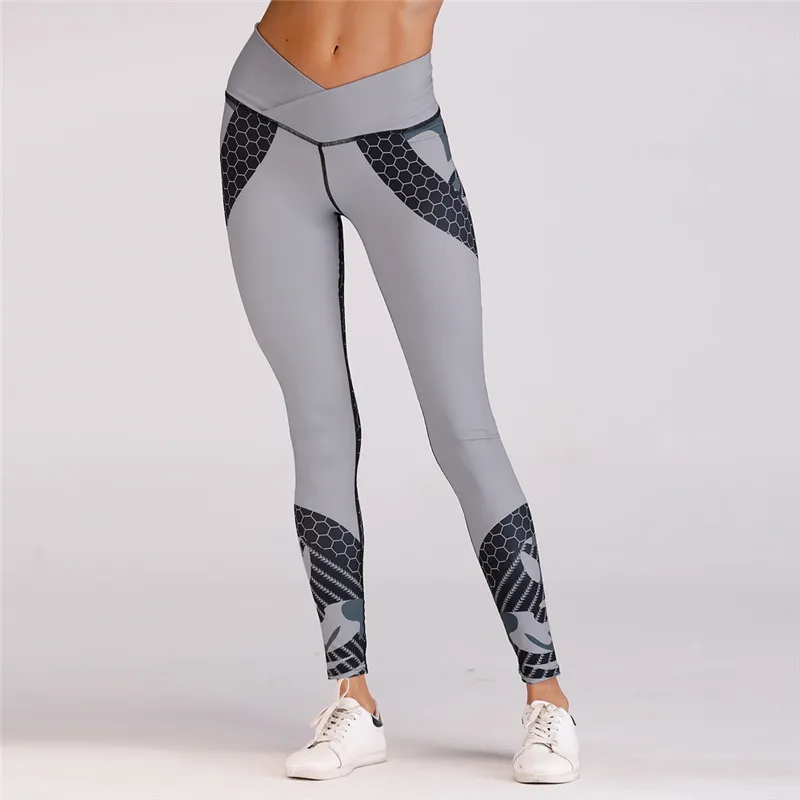 

NCLAGEN New Women Activewear Sportwear Leggings Elastic Workout Slim Fit Yoging Gyms Patchwork ContrastT Hexagon Print Leggins
