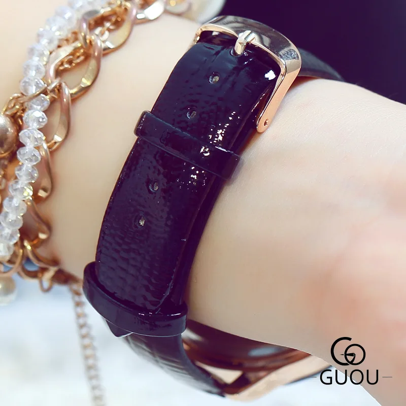 GUOU брендовые модные женские кварцевые часы с кристаллами Reloj Mujer Relojes Роскошные