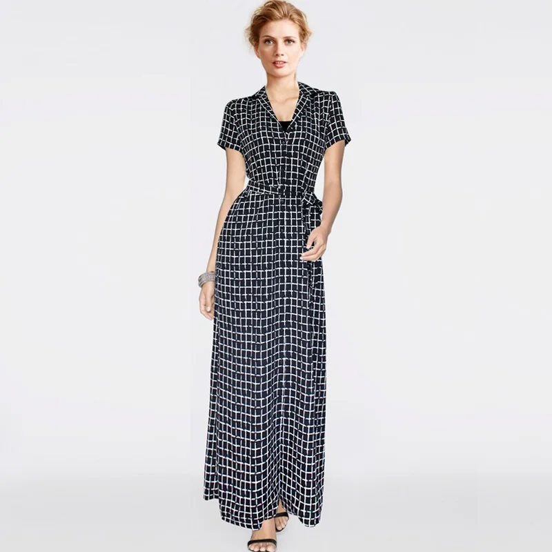 2016 Womens Elegant font b Tartan b font Check Plaid Ruched Cap Sleeve natural Waist Casual