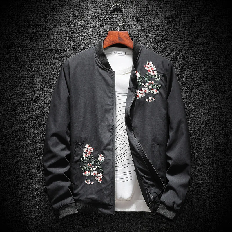 2019 Brand New Aviation Bomber Embroidery Jacket Men Streetwear Slim Fit Pilot Bomber Jacket Coat Men Jackets Plus Size