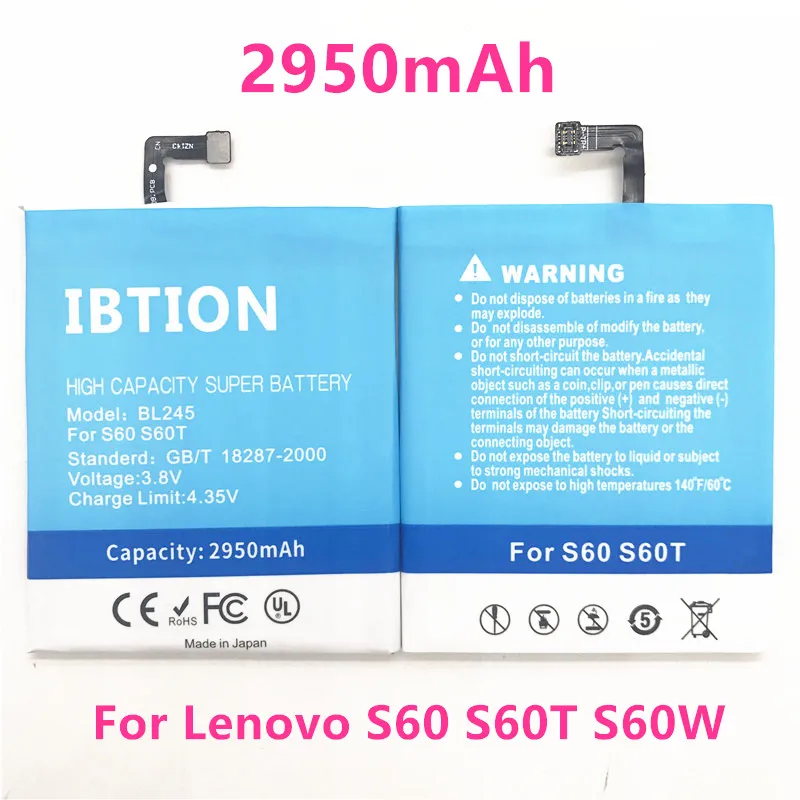 Аккумулятор IBTION 2950 мАч BL245 для Lenovo S60 S60T S60W | Мобильные телефоны и аксессуары