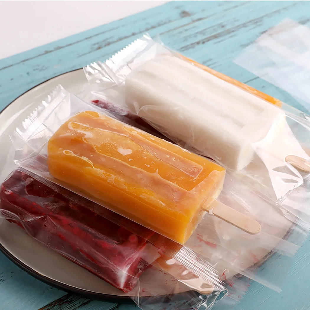 100 шт натуральные деревянные для мороженого палочки DIY палочки для мороженого и прозрачные пакеты для мороженого на палочке холодильник замороженное хранилище для мороженого сумки