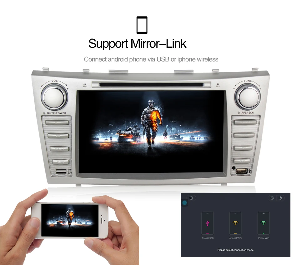 Best Free shipping!8inch 2din Android7.1 Car Gps DVD player for Toyota camry 2008-2011 audio vedio support 4G lte wifi BT SWC MIC 36