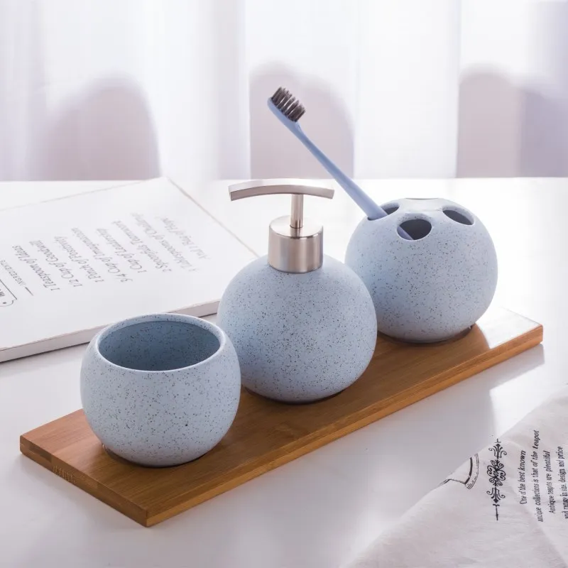 four-piece Set China ceramics Bathroom Accessories Set Soap Dispenser/Toothbrush Holder/Tumbler/tray Bathroom Products