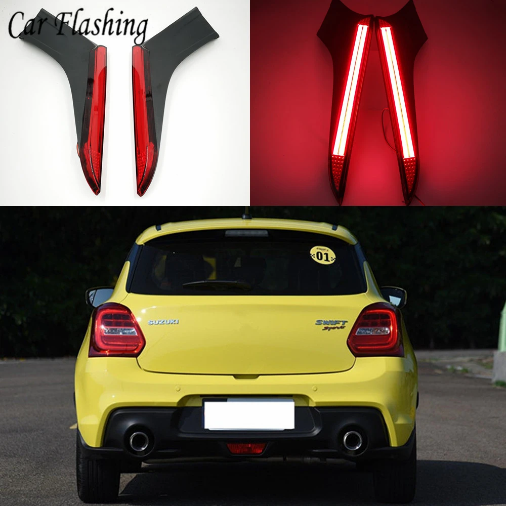 

Car flashing 1Pair For Suzuki Swift 2017 2018 2019 Multi-functions Car LED Rear Fog Lamp Pillar Light Bumper Light Brake Light