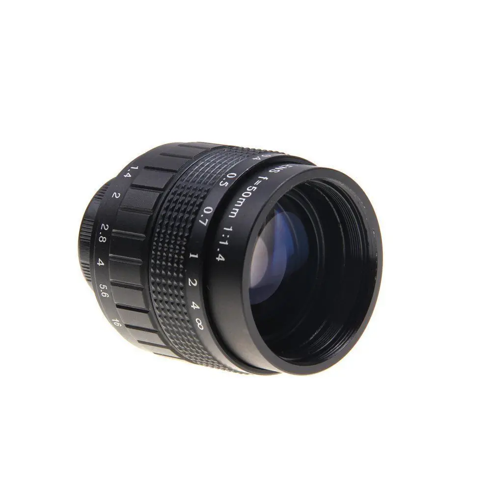 Фуцзянь 50 мм f/1.4 C крепление CCTV F1.4 объектив+ бленда+ Macro Ring для Canon EOS м M1 M2 M3