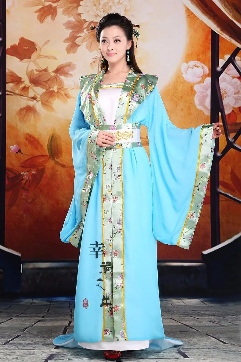 ZZB059 Vestido largo синий и белый hanfu ухаживает за его парой Новое поступление костюм hanfu Китайский стиль Свадебный костюм полный комплект