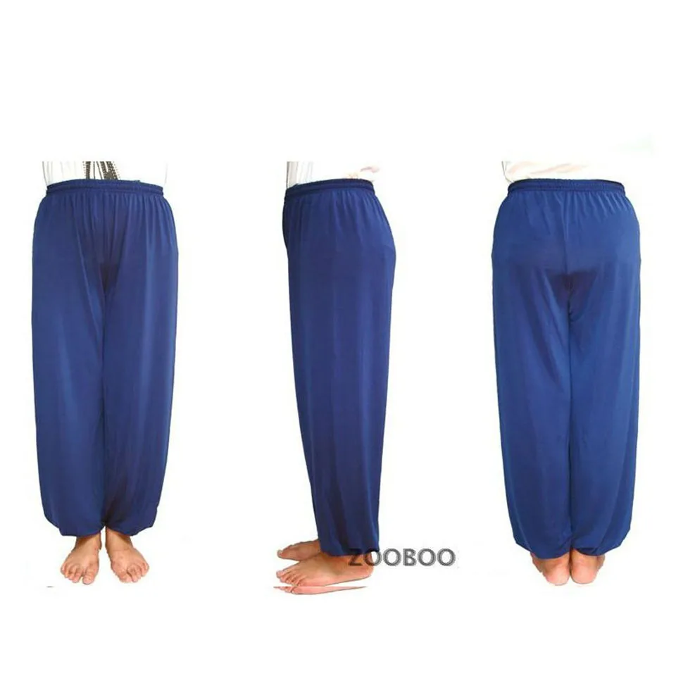 Йога Тай Чи льняные брюки шаровары брюки Фитнес Танец Брюки для девочек Кунг Фу укороченные Штаны Бег Wing Chun костюмы для мужчин женщин - Цвет: Dark Blue