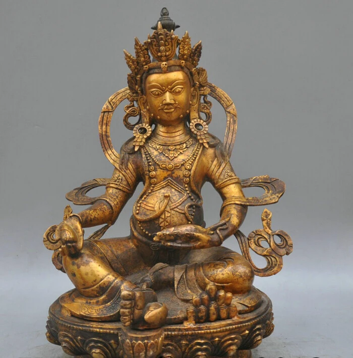 

007000 16' Tibetan Buddhism Bronze Copper Yellow Jambhala Buddha Sculpture Statue