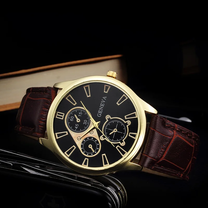 Модный кожаный браслет Мужские часы Бизнес мужские Роскошные Relogio Masculino Reloj Hombre