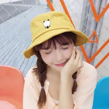 Шляпа Женская милая мягкая замша панда вышивка Рыбацкая шляпа летнее средство для защиты от солнца Солнцезащитная кепка мужская Панама