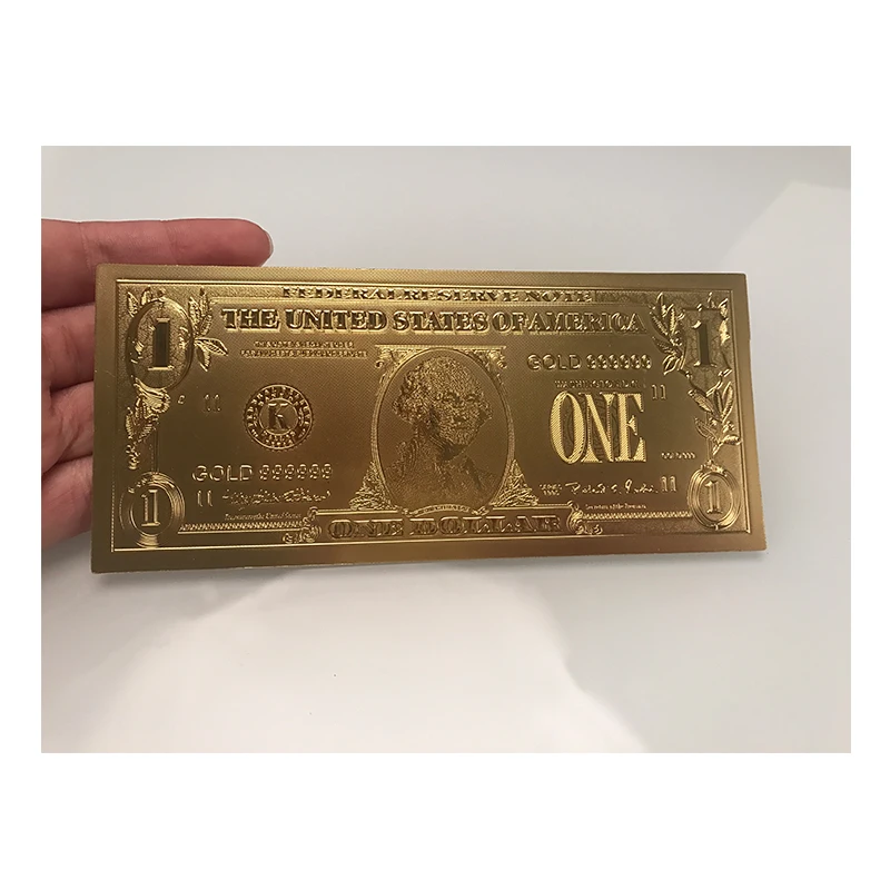 

WR Gold Foil Banknote US 1 Dollar Fake Money American Style Fake Bills Banknotes Collection Gift Certificate Dropshipping2019