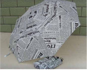 

English Newspaper style Umbrella Pongee Cloth sun umbrellas Rainy Umbrella