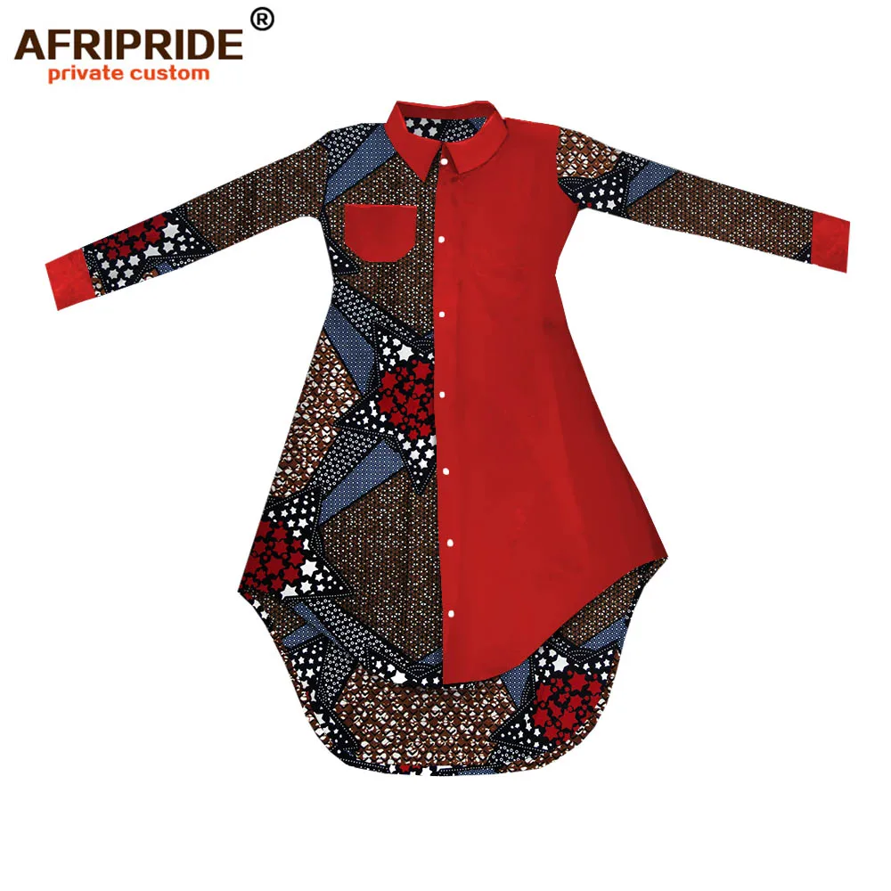 Весеннее платье в африканском стиле для женщин AFRIPRIDE, сделанное на заказ, однобортное женское Повседневное платье до середины икры с длинным рукавом, A1825094