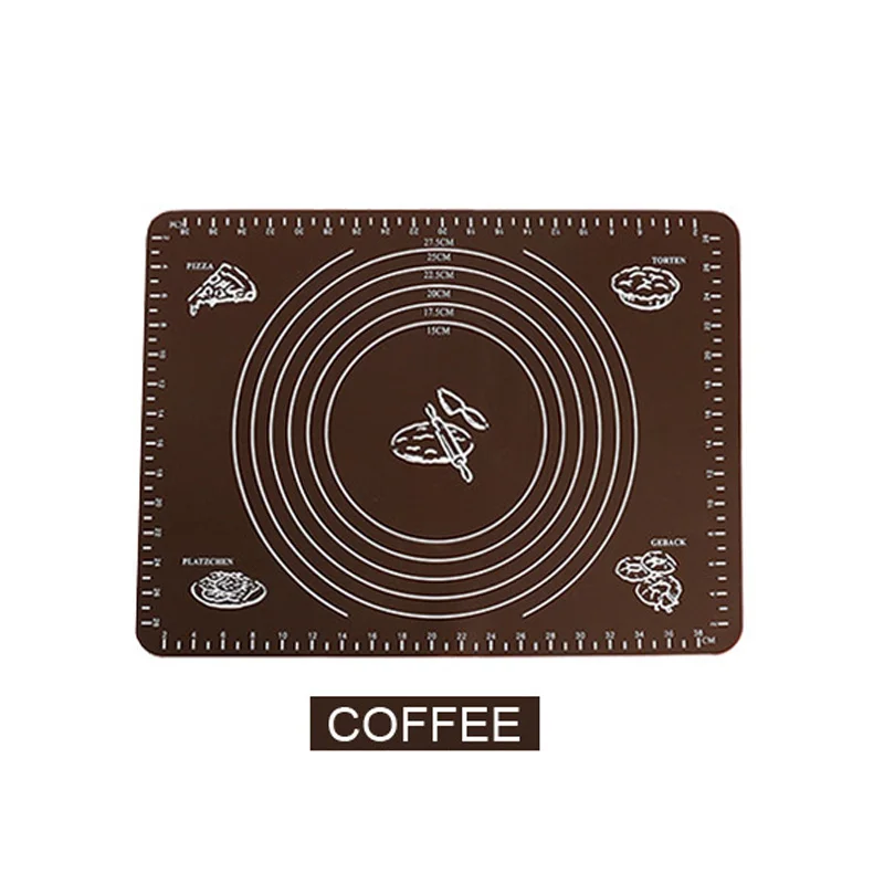Силиконовый коврик для выпечки утолщение муки прокатки весы коврик для замеса теста коврик для выпечки кондитерских изделий прокатки коврик - Цвет: coffee