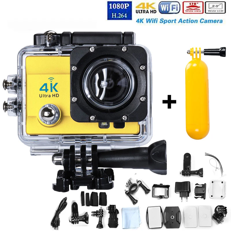  Free Shiping! HOT 4K Ultra HD WIFI Sport Action Camera 2.0 Inch 16MP 1080P  Waterproof Cam+Buoyancy stick 