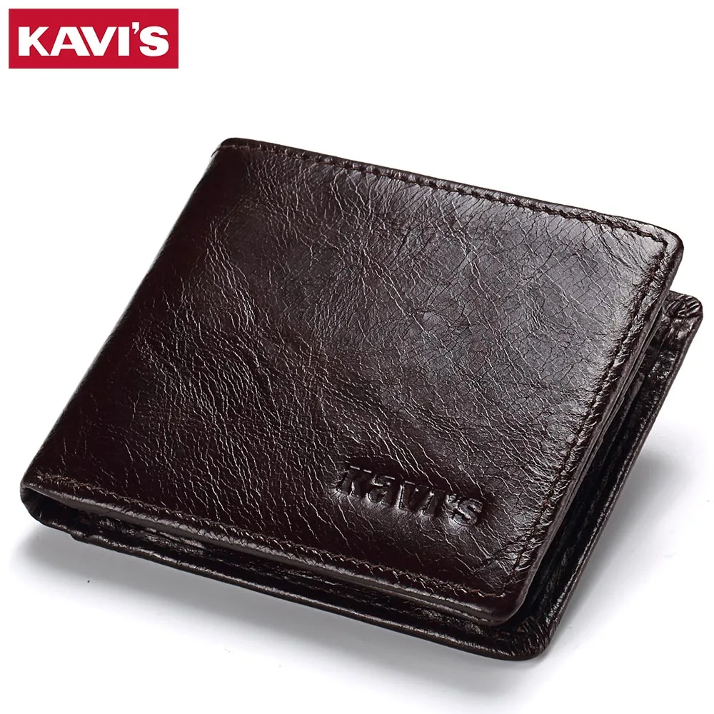 

KAVIS Rfid High Quality 100% Genuine Leather Wallet Men Coin Purse Portomonee PORTFOLIO Card Holder Male Cuzdan Perse Small and