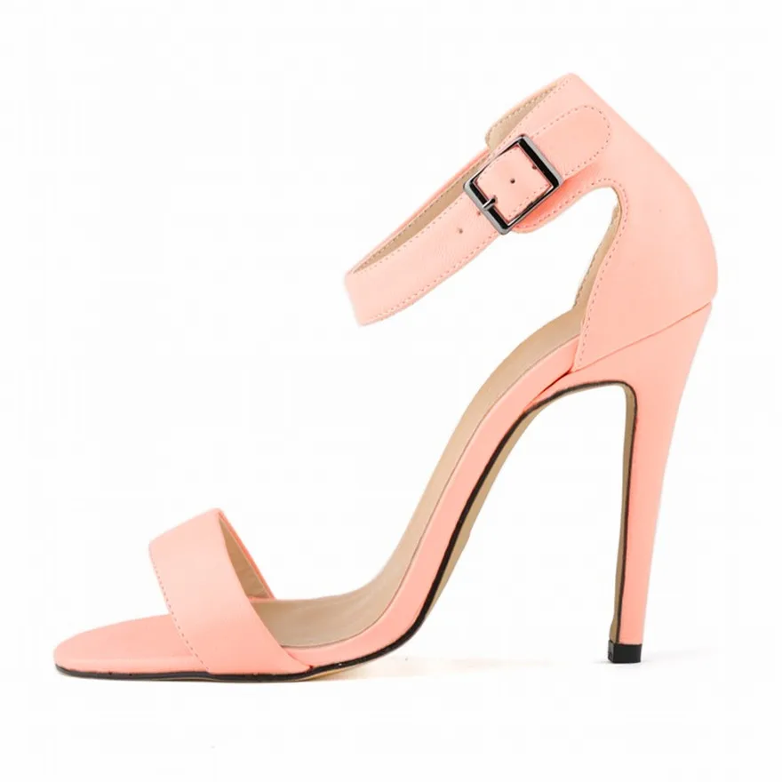 Новое поступление; модные летние туфли на высоком каблуке с открытым носком и пряжкой на лодыжке; женские выразительные сандалии из матовой кожи; пикантные женские босоножки для вечеринок - Цвет: Розовый