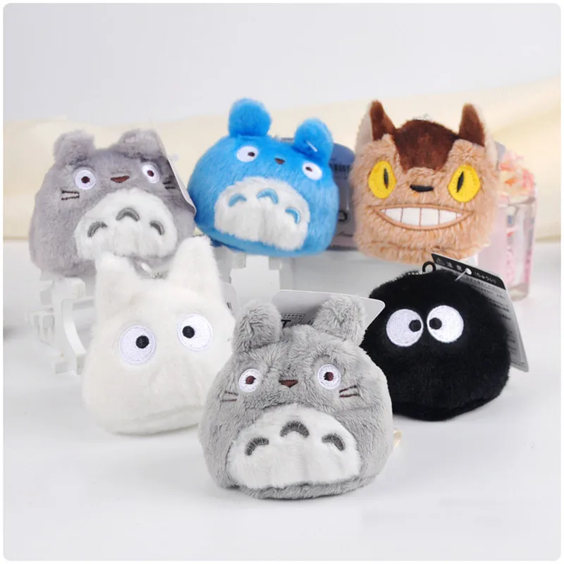Japan Anime My Neighbour Totoro Plush Dolls Hayao Miyazaki Totoro Bus Cat Spirited Away Coal Briquette Plush Toys 6pcslot 7cm (7)