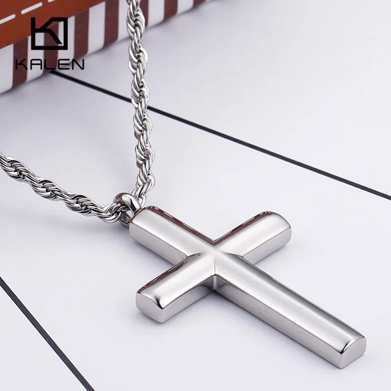 Kalen Fashion Cross Necklaces For Men High Polished 50cm Stainless Steel Jewelry Necklace Male Cheap Jewelry|cross pendant necklace|cross
