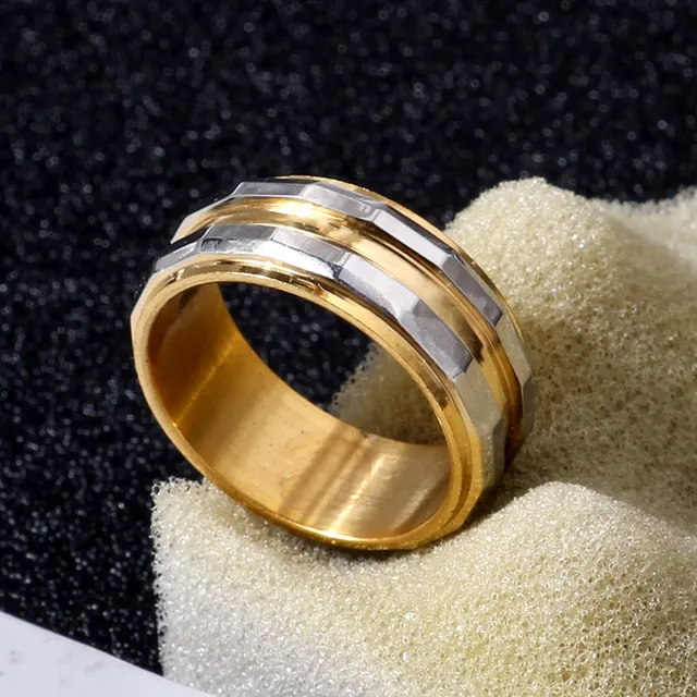 8mm Punk Rock Style Silver Gold Color Ring Mens Fashion Chunky 8mm Punk Rock Style Silver Gold Color Ring Mens Fashion Chunky Finger Bling Anium Steel Rings