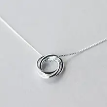 По-настоящему. 925 пробы Серебряный круг жизни 3 Круги блокировка кулон ожерелье Рок ваша жизнь 15 мм GTLX775