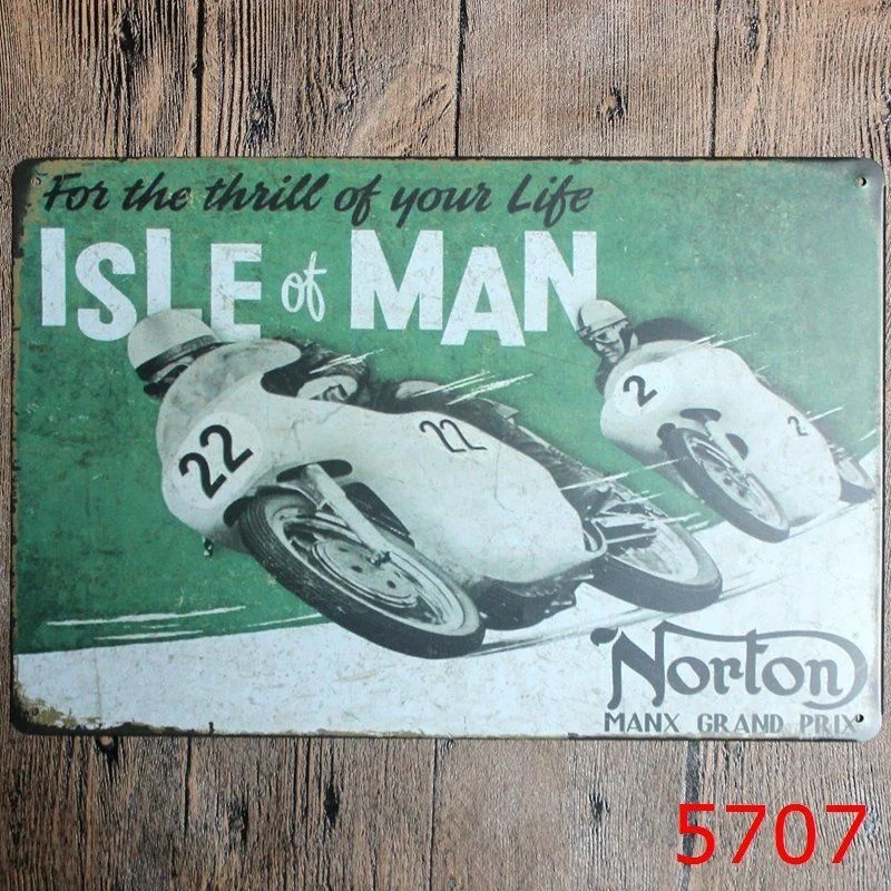 

8""x12" Metal Tin Sign Norton Isle of Man Home Bar Pub Vintage Retro Poster Cafe Art Decor