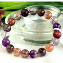 Высокое качество натурального разноцветный микс супер семь 7 отделка стрейч браслет с круглыми бусинами, которая проигрывает мелодии из камня 10 мм