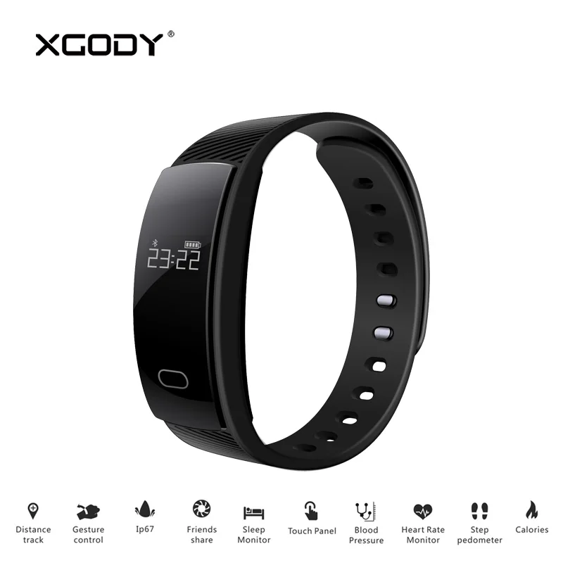 Origional XGODY QS80 Fitness Tracker Smart Bracelet Pedometer Heart Rate Monitor Waterproof for iOS Android Wristband BT | Электроника
