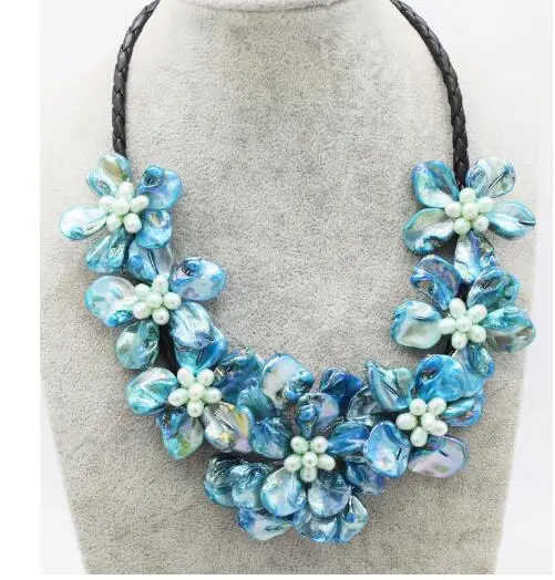 

Ожерелье женское из натурального жемчуга, классическое Ювелирное Украшение с 7 цветами, ракушками и жемчужинами в стиле барокко синего, черного цвета, кожа 18 дюймов, 45 см