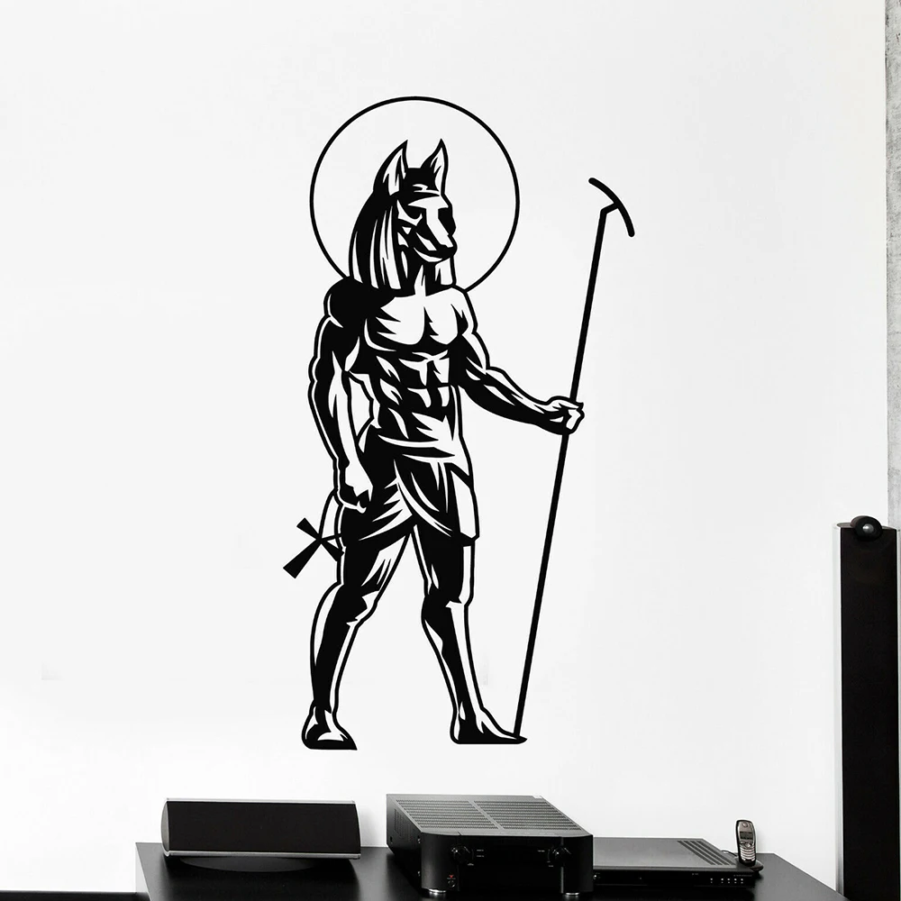

Ancient Egyptian God Wall Decal for Bedroom Self Adhesive Vinyl Anubis Statue Stickers Mural Home Decoration Living Room D692