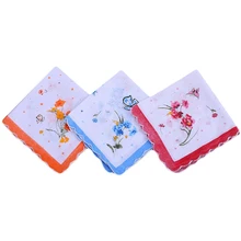 10 шт. носовые платки женские с принтом хлопок Элегантные классические карманы квадратный Kawaii симпатичный носовой платок женский цветочный модный случайный