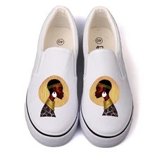 E-LOV; винтажные женские парусиновые туфли без застежки с принтом в африканском стиле; повседневные лоферы в африканском стиле с граффити; женские слипоны; zapatos mujer