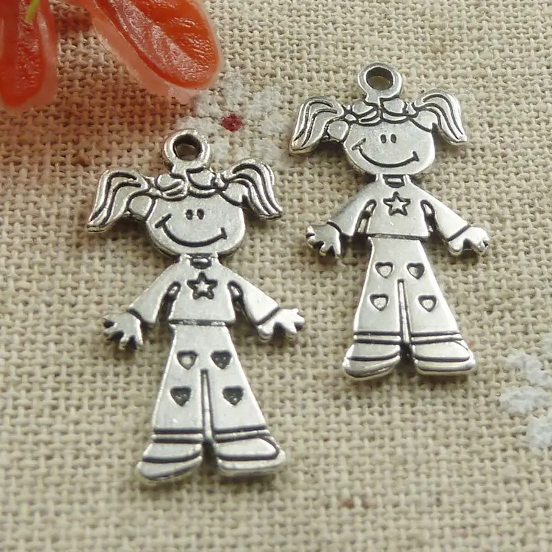 

150 pieces tibetan silver girl charms 28x16mm #634