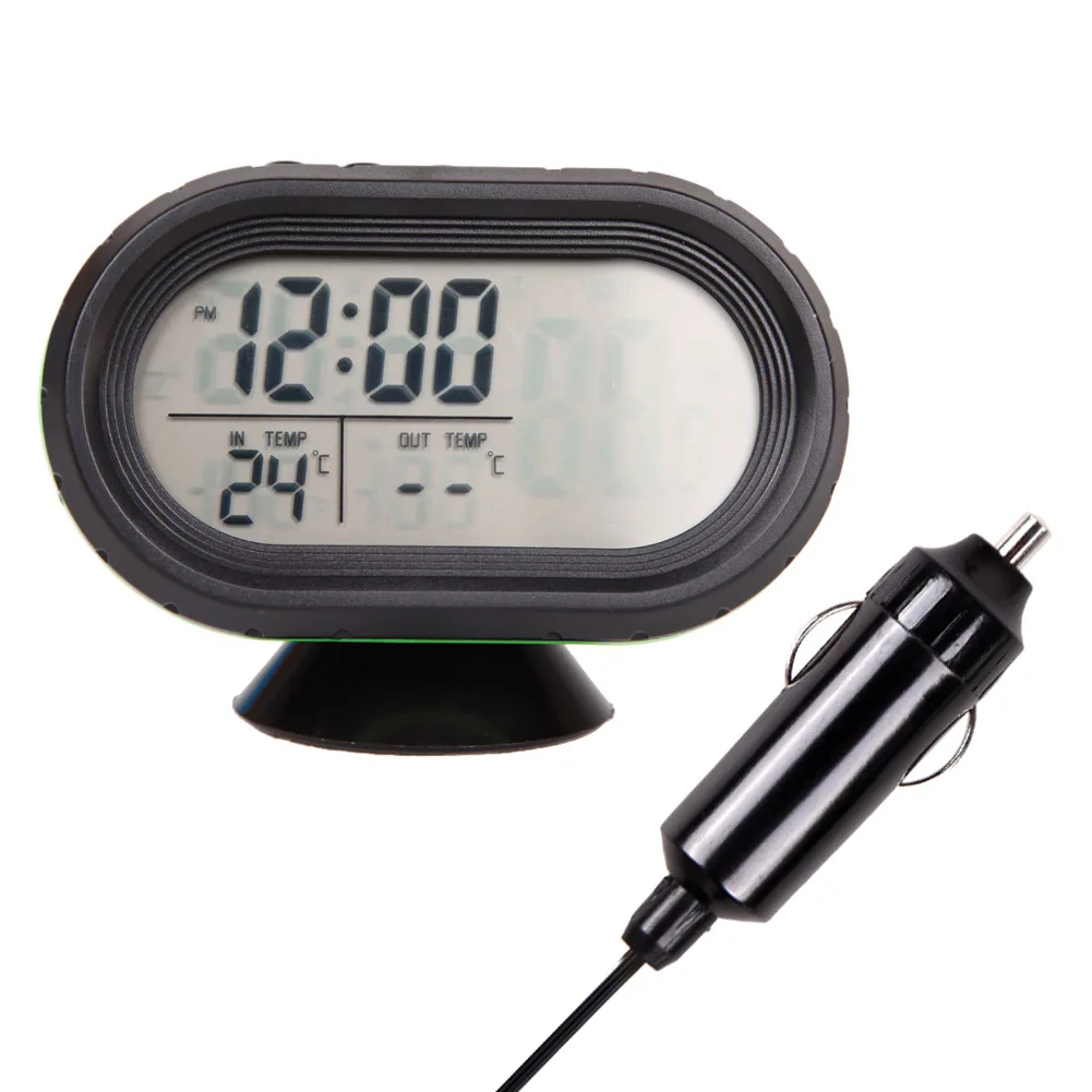 12 В 24 В 3 в 1 Цифровой автомобиль часы термометр Напряжение метр ЖК-дисплей Мониторы зеленый/синий Подсветка Дисплей детектор световой часы