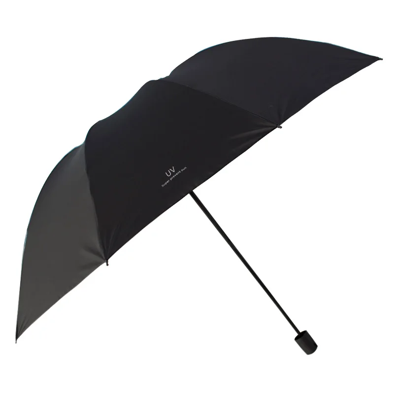 

Large Umbrella Rain Men Women Three Folding Umbrellas Black Coating Anti-UV Sun Parasol