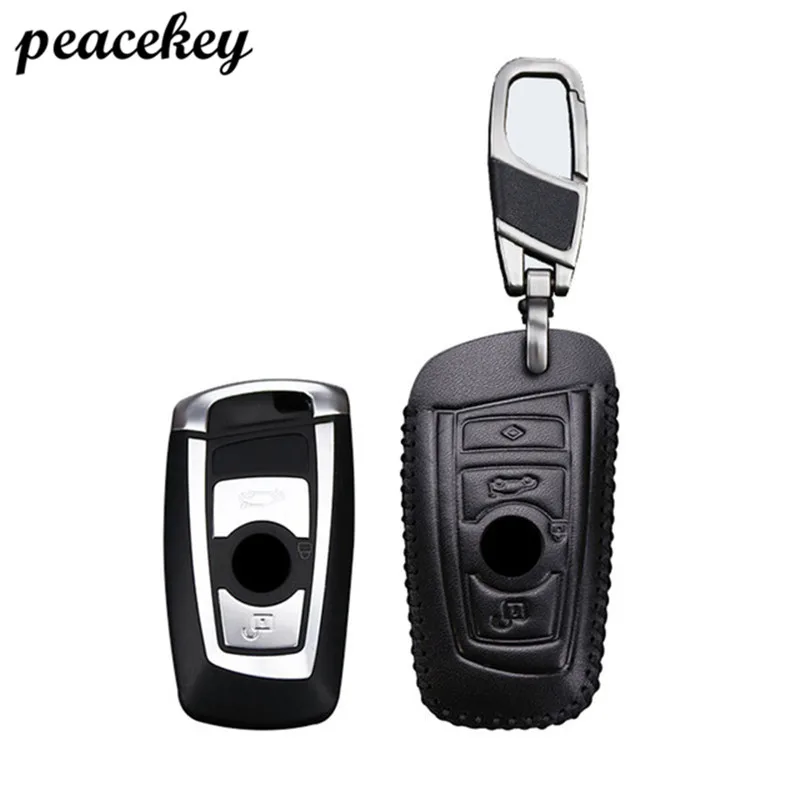 

Peaceky Leather Car Smart Key holder case cover For Bmw F30 F20 X1 X3 X5 X6 X7 E30 E34 E90 E60 E36 E39 E46 Key Sticker ring