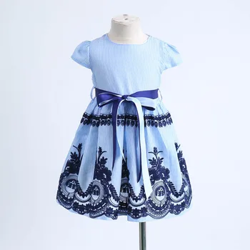 

2019 ARLONEET New summer Dress Mesh Girls Toddler Kids Baby Girls Clothes Stripe Floral Embroidery Party Princess Dress Z0205