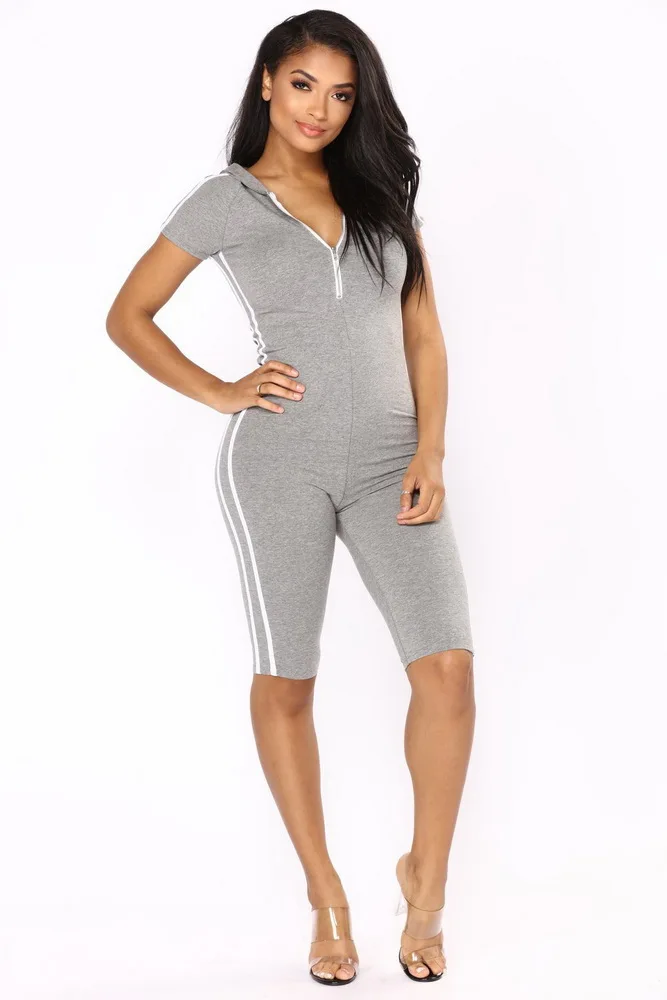 OKAYOASIS One Piece Playsuit Slim Bodycon Shorts Jumpsuits Sexy V Neck