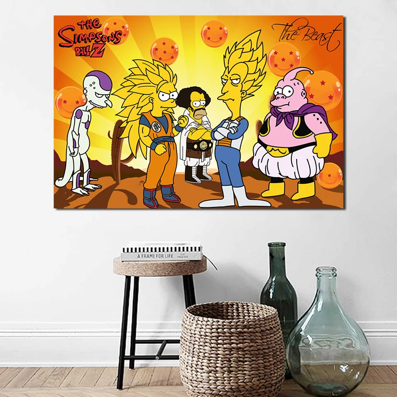 

Dragon Ball Z Simpsons Cartoon Wall Art Canvas Poster And Print Canvas Painting Oil Decorative Picture For Bedroom Home Decor HD