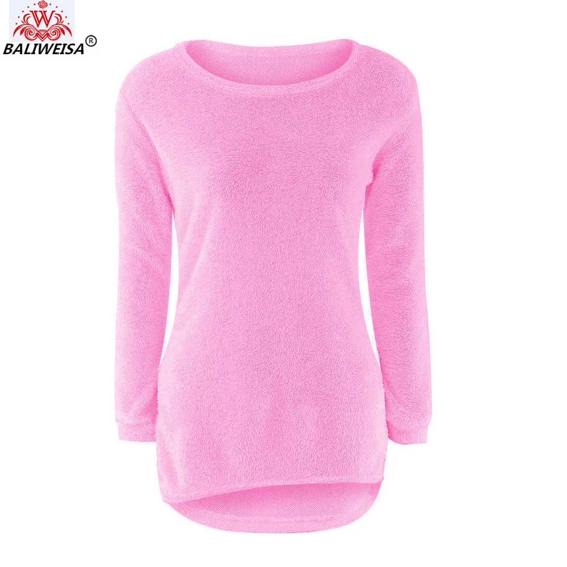 

BALIWEISA Fall Plus Size Cashmere Sweater Women Elegant Round Neck Solid Color Warm Winter Sweater Long Sleeve Loose Women Tops