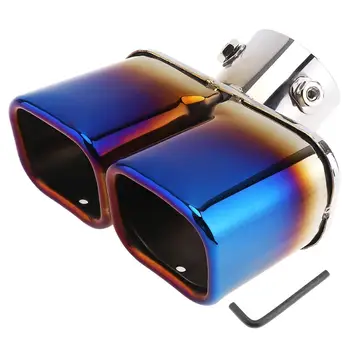 

Durable 1 to 2 Square Mouth Half Enamel Tail Pipe Stainless Steel Car Auto Exhaust Pipe Refitted Tail Throat Liner Accessories