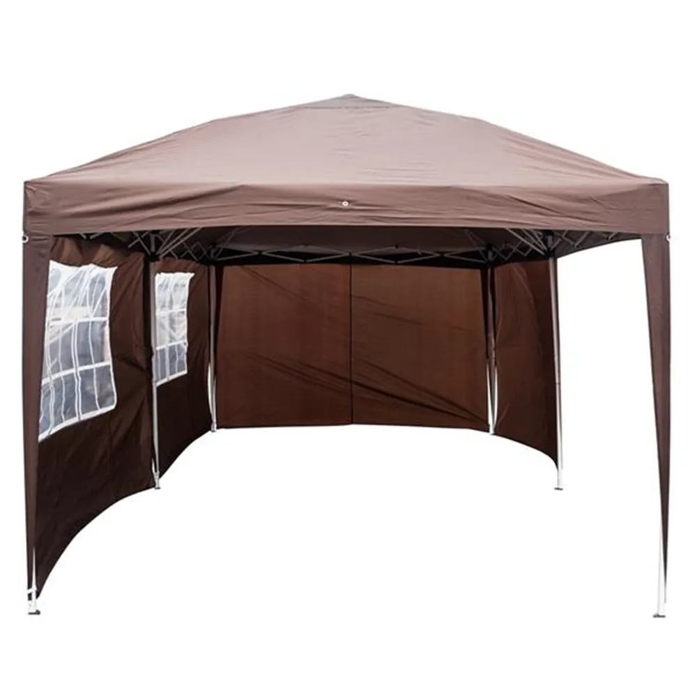 High Quality 3 x 6m Two Windows Practical Waterproof Folding Tent Dark Coffee Folding Tent with 2 windows