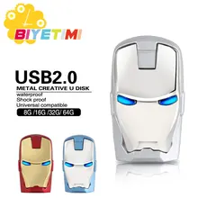 Usb флеш-накопитель Biyetimi, 8 ГБ, 16 ГБ, 64 ГБ, USB 2,0, флеш-накопитель с героями мультфильмов, Железный человек, флешка, 32 ГБ, u-диск, высокоскоростная usb-флешка