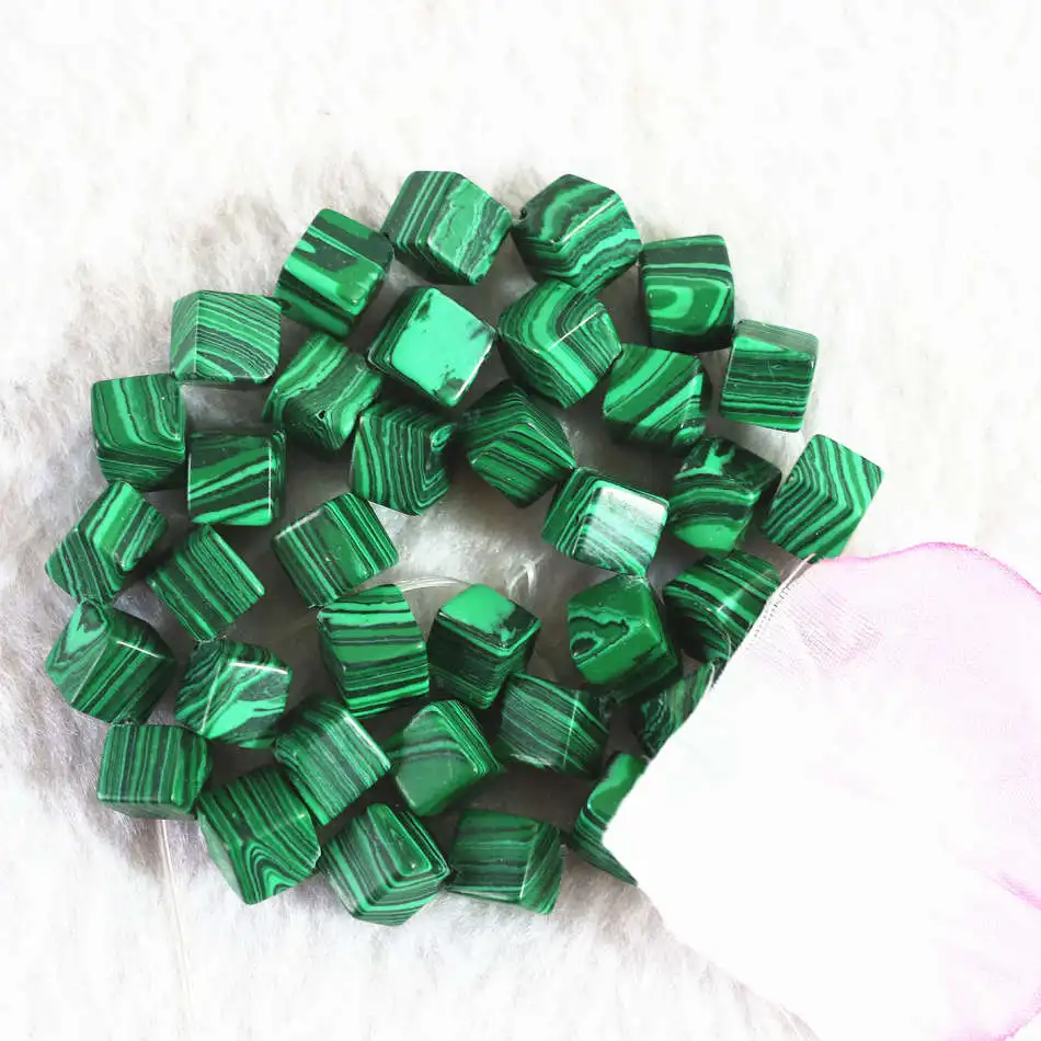 

Hot sale artificial green malachite stone 8mm diagonal cube shape free shipping jewelry loose beads jewelry making 15inch B369